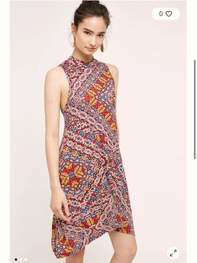 Maeve - Anthropologie Sleeveless  Dress in Burgundy, Mustard and Teal